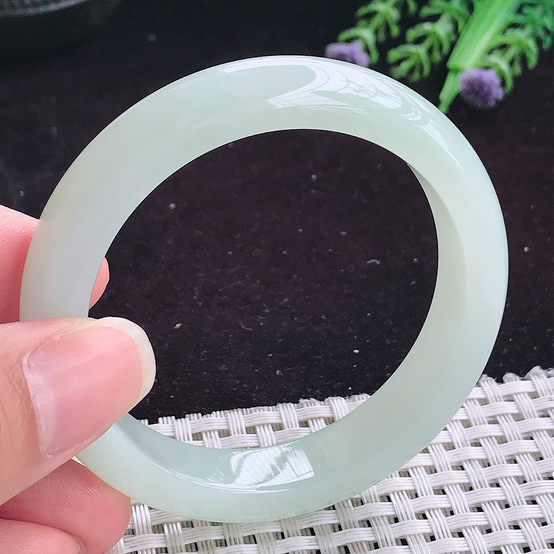 自然光51/11.9/7.9小圈口老坑冰纯起胶冰晴绿手镯平安镯翡翠玉镯美人镯