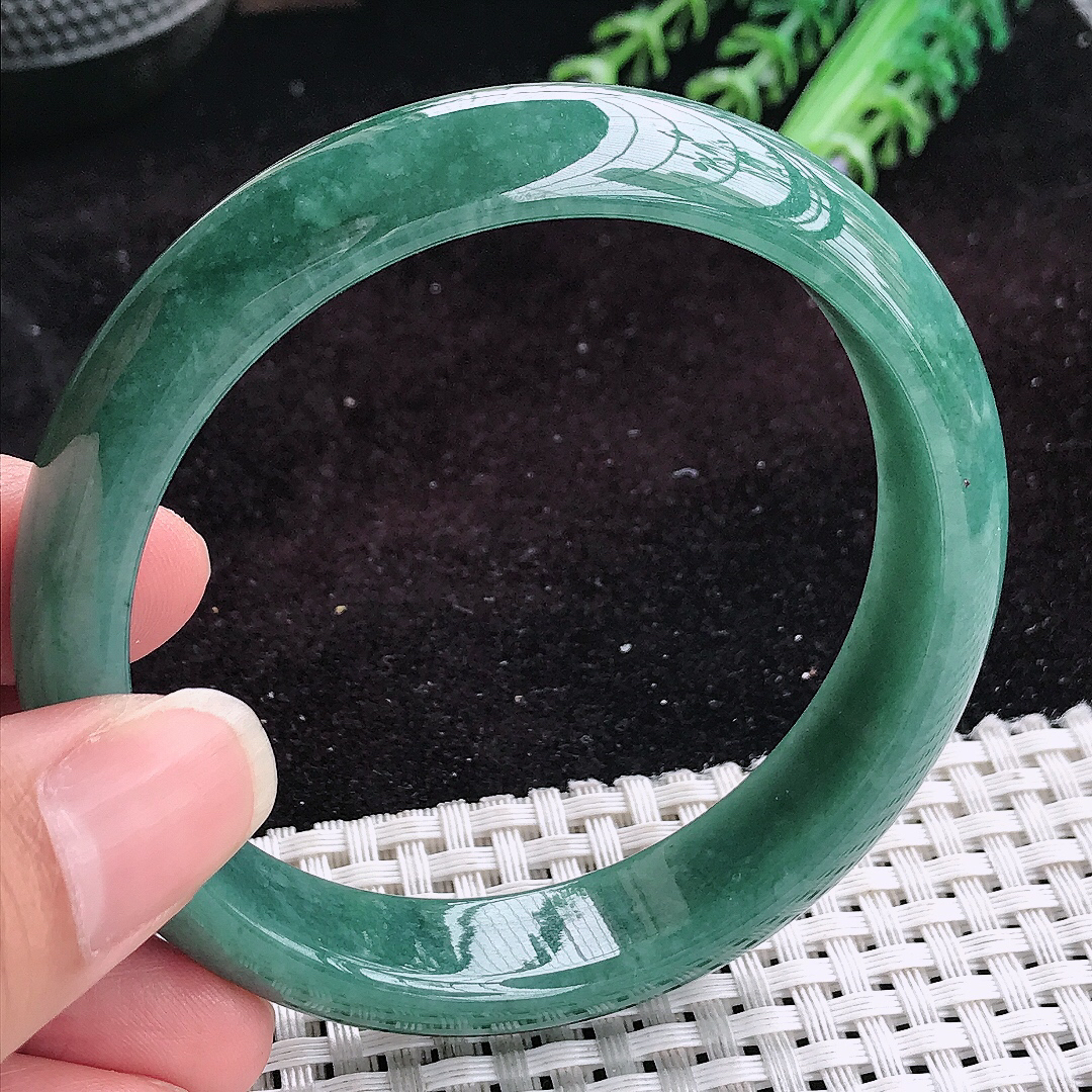 自然光59.8/13.7/7.8老坑温润满色宽边手镯平安镯翡翠玉镯美人镯