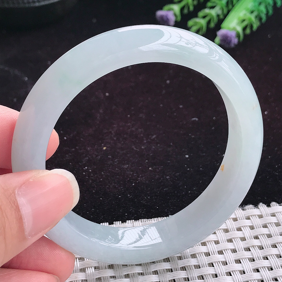 自然光54/12/8.5老坑冰润起胶晴底手镯平安镯翡翠玉镯美人镯