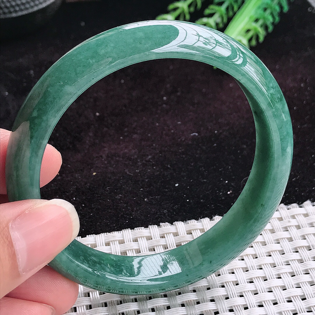 自然光59.8/13.7/7.8老坑温润满色宽边手镯平安镯翡翠玉镯美人镯
