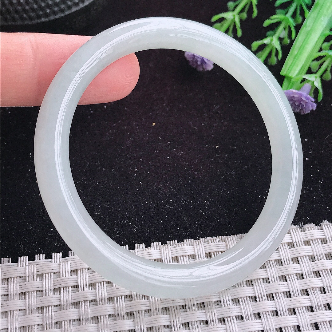 实拍A货翡翠52/7.8/7.6小圈口叮当镯老坑冰胶圆条手镯平安镯翡翠玉镯
