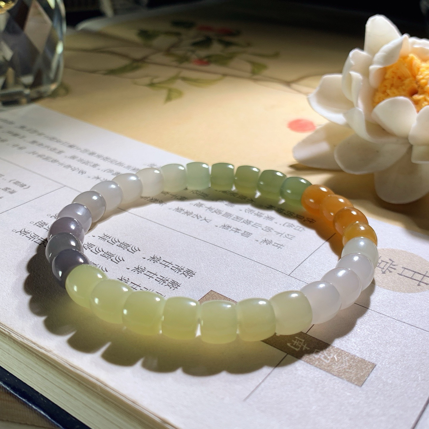 新疆和田玉多宝直切手串 单颗尺寸6/7！玉质细腻油润 底色纯净 脂粉好，品质好。lt260610