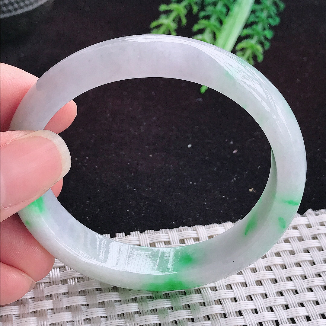 自然光55.5/50.8/13.3/7.3老坑精美温润辣阳绿贵妃手镯平安镯翡翠玉镯美人镯