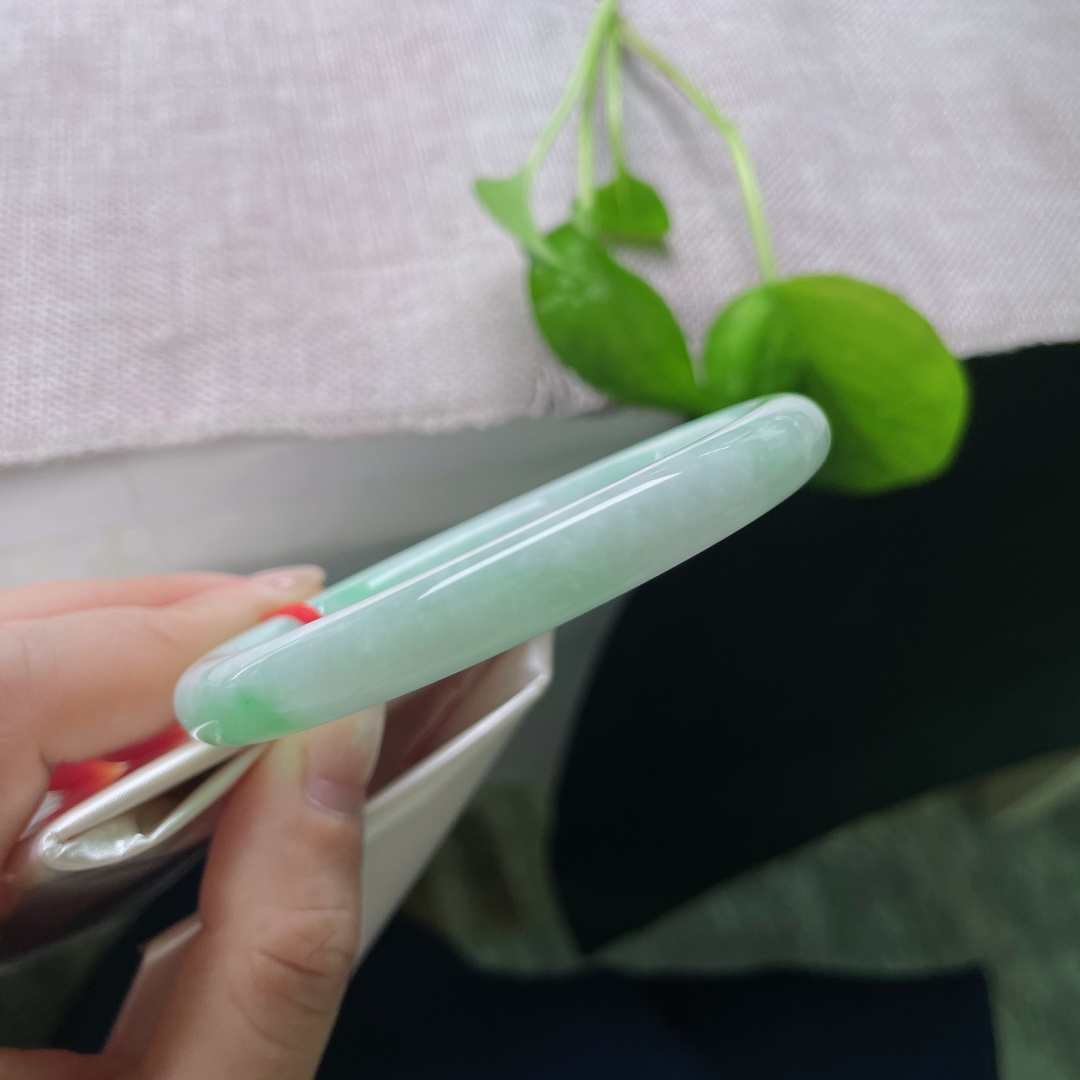 59.7/8.7，绿底美人条，料子细腻干净，大口径，小清新，文艺范，无裂，ss54557a