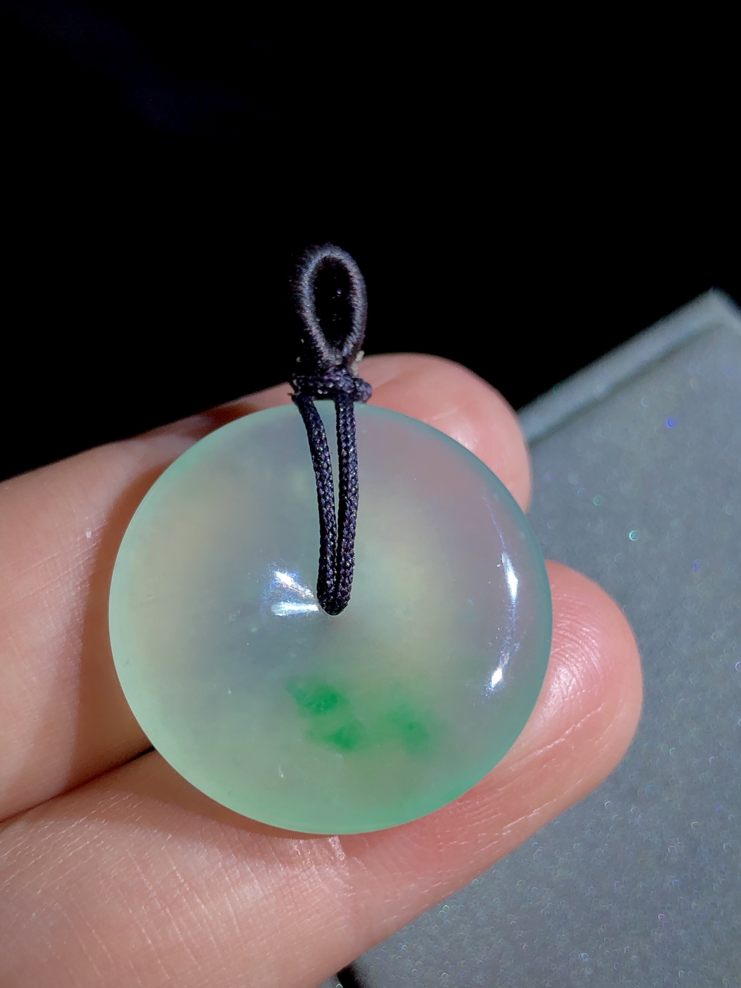 绿花平安扣子，24.5-4.8mm