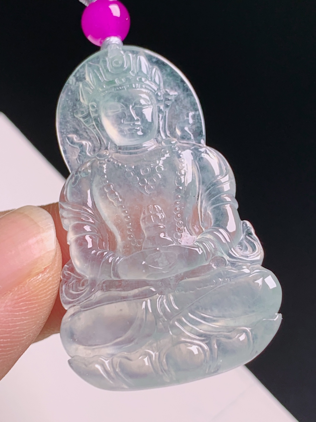 ️ 度母观音，冰透起光雕工细腻，面容慈祥线条流畅 490607