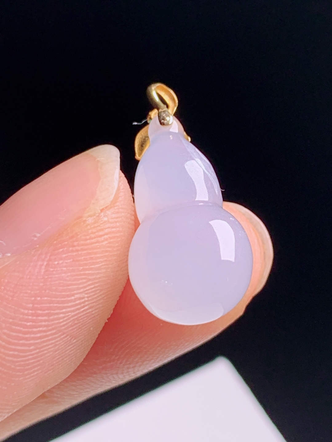 冰葫芦吊坠，冰润通透紫韵清雅，18K金镶阳绿扣头小巧精致日常百搭