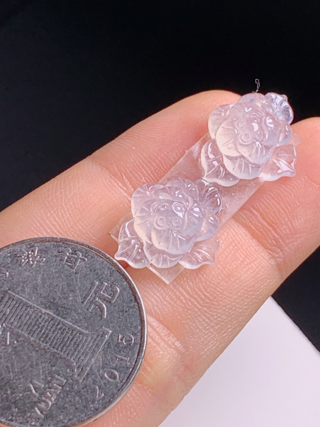 ️ 莲花裸石，冰透莹润雕工细腻，莲花造型清雅温婉可镶款 裸石13.8-16.8-4.3 08