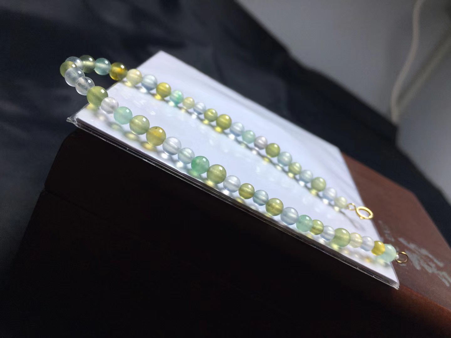 冰起莹手链，卡4.2～3.5mm，46颗，种好，起莹，通透，光好，颗颗精选