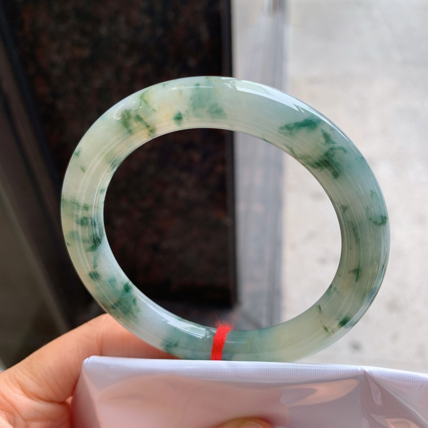 圆条黄翡飘花 微细纹 尺寸：58.5/10 细腻