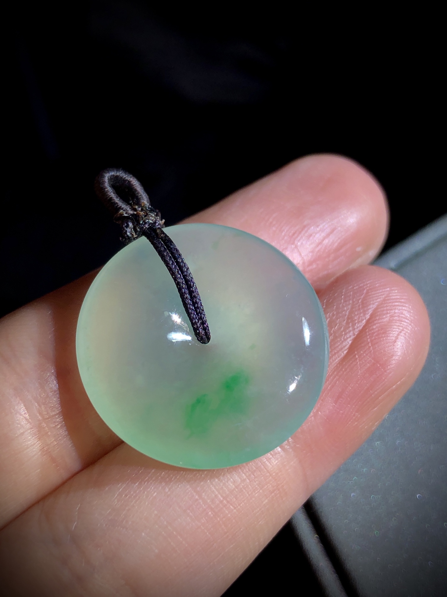 绿花平安扣子，24.5-4.8mm
