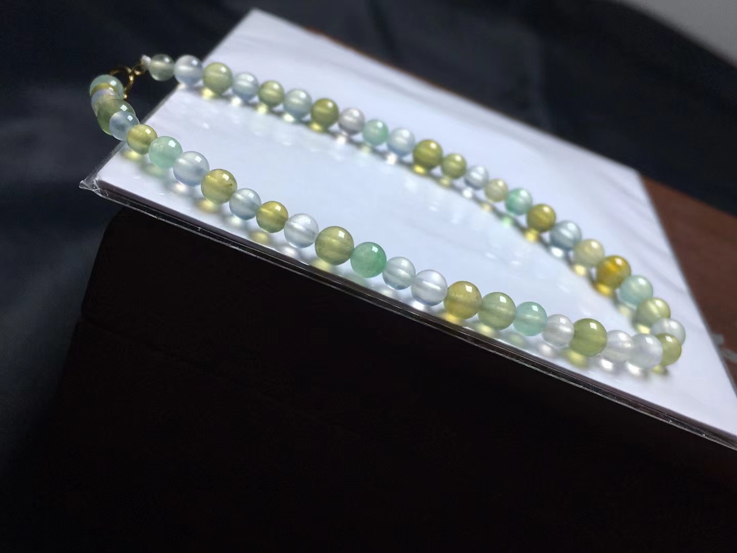 冰起莹手链，卡4.2～3.5mm，46颗，种好，起莹，通透，光好，颗颗精选