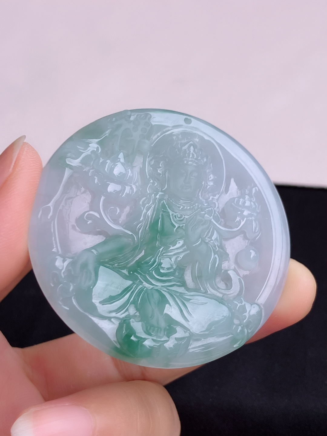冰飘花大势至菩萨，晶莹剔透，尺寸53/6/自然光实拍