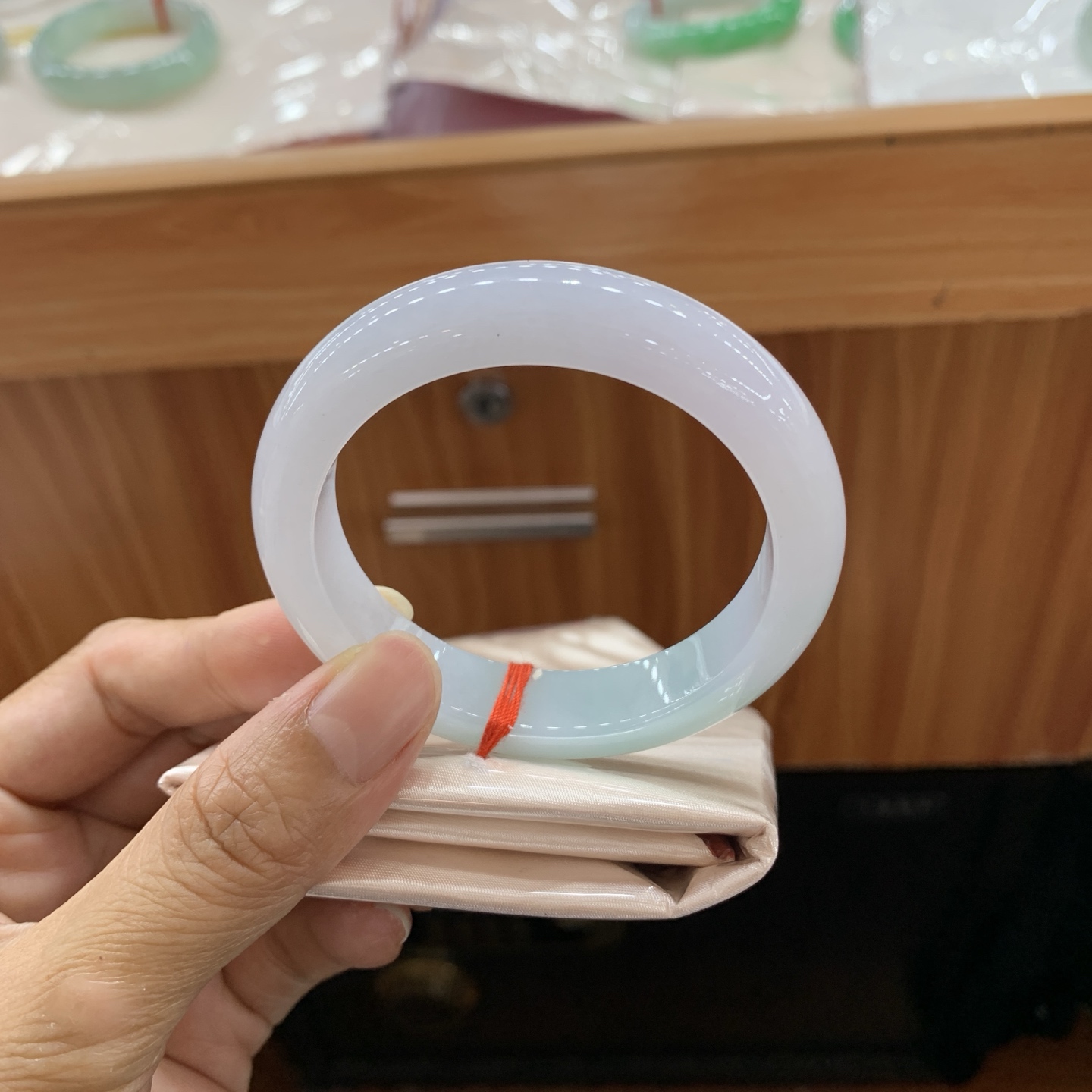 060905MMJ 半山水正圈翡翠手镯 52.4-12-8.5