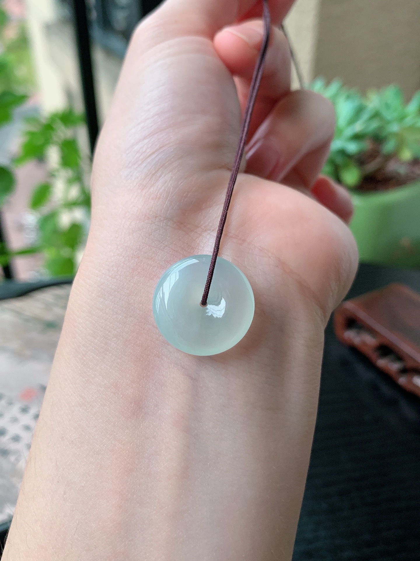 老坑冰种胶感白月光平安扣吊坠 裸石尺寸:18.8-4.8mm