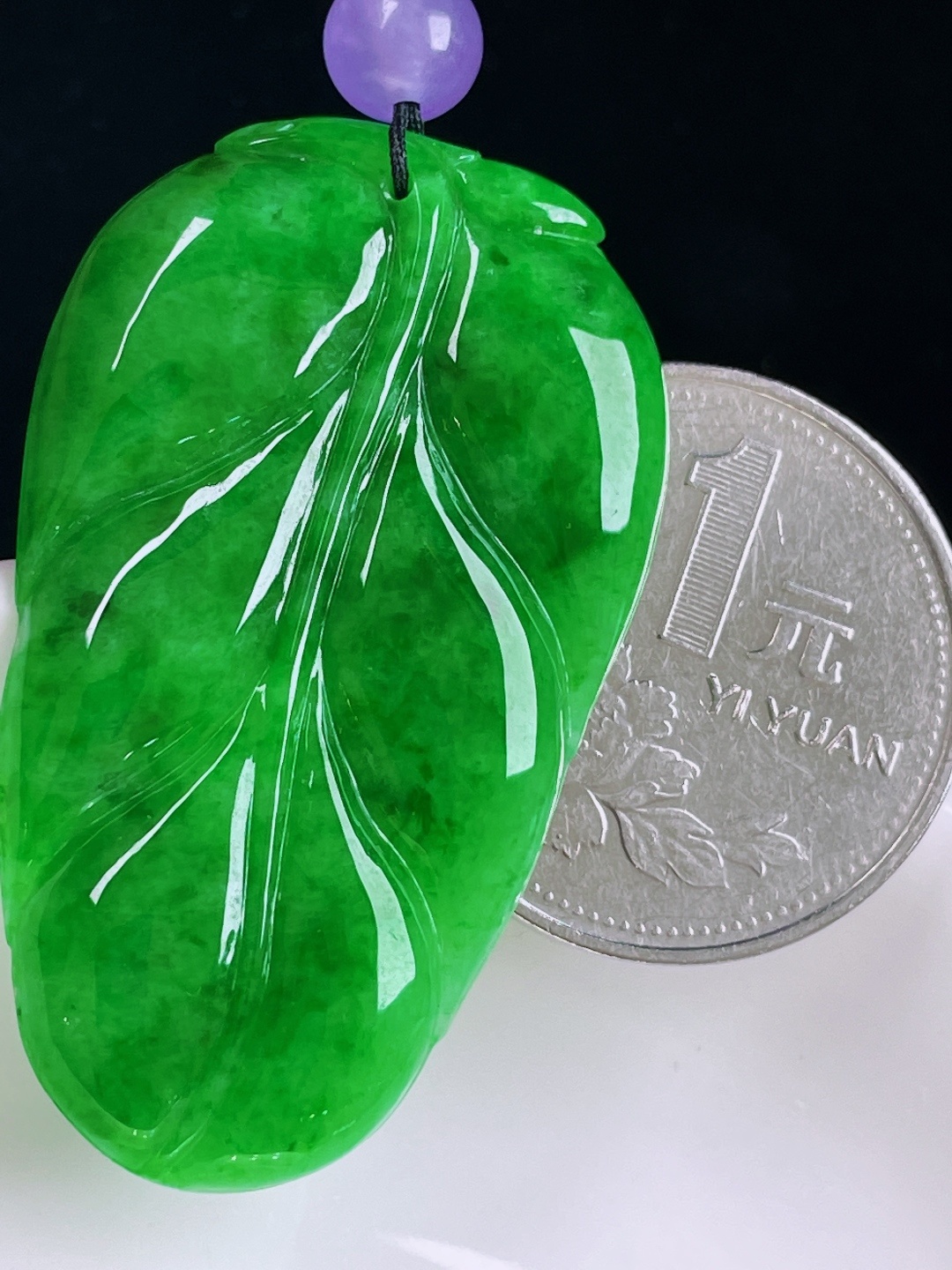 ️辣绿树叶，老种起光，细底通透，尺寸：43.3/26/3.8mm0612