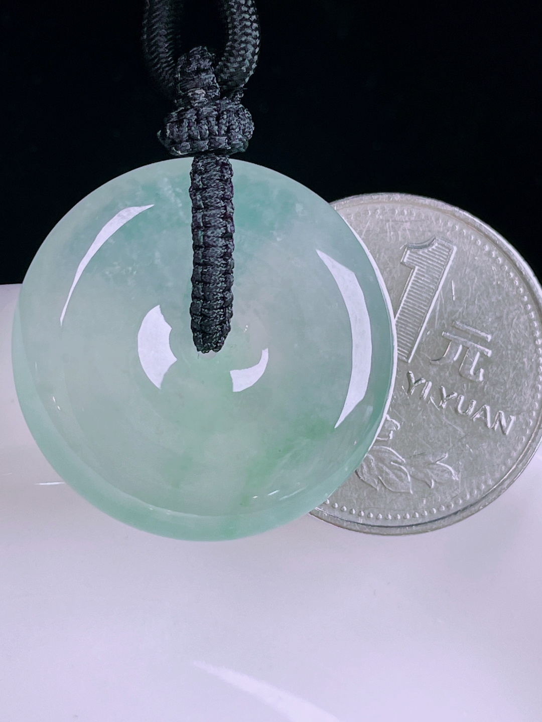️冰种平安扣，老种起光，细底通透，尺寸：27/6.2mm0612