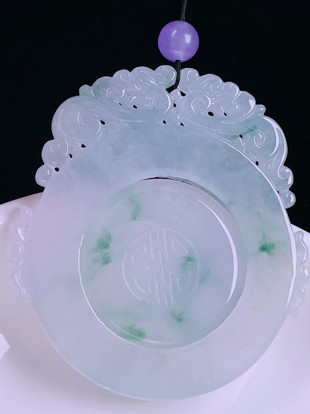 ️冰种福贝，老种起光，细底通透，尺寸：52.2/48/3.8mm0612