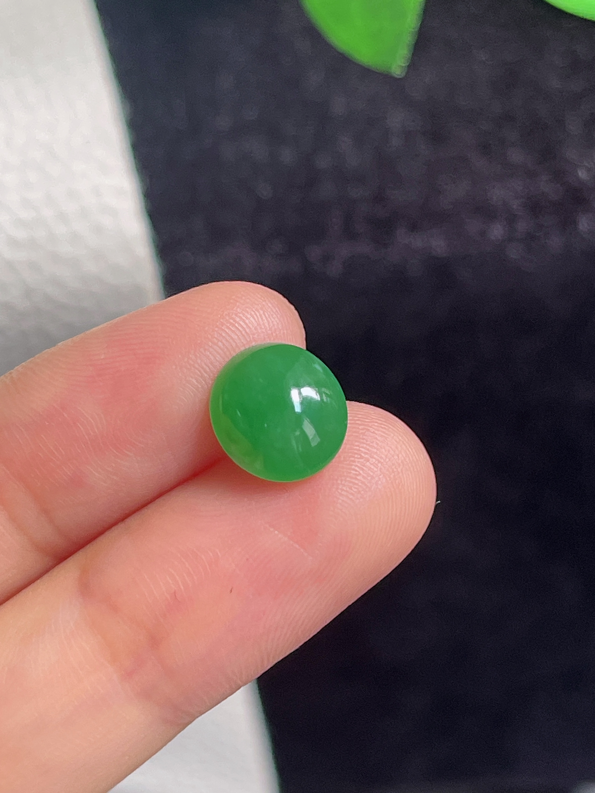 翡翠冰糯种绿色戒面