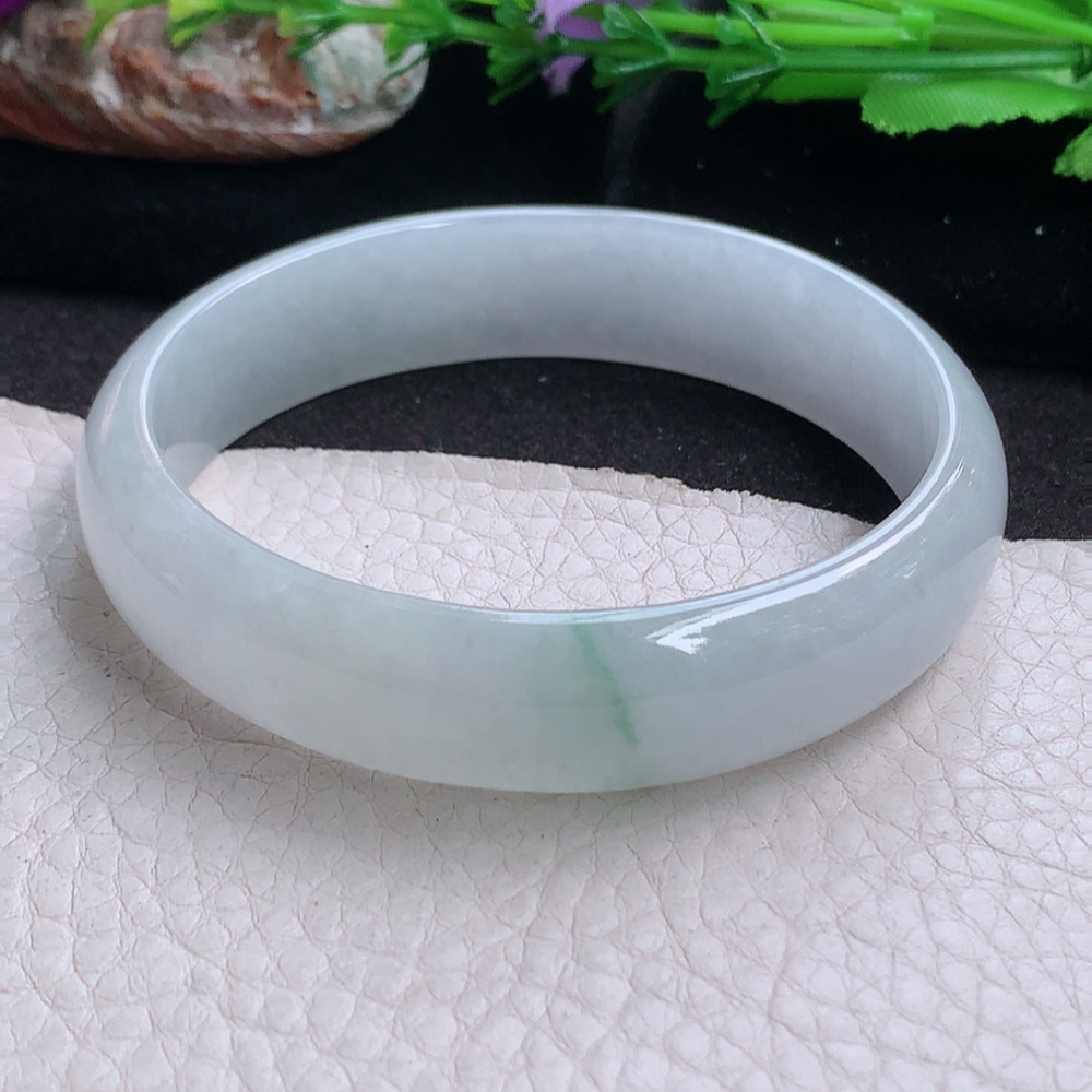 ee大圈口62.5*15.3*6.5轮胎镯 缅甸翡翠a货玉手镯 飘花胶感大气正圈玉手环