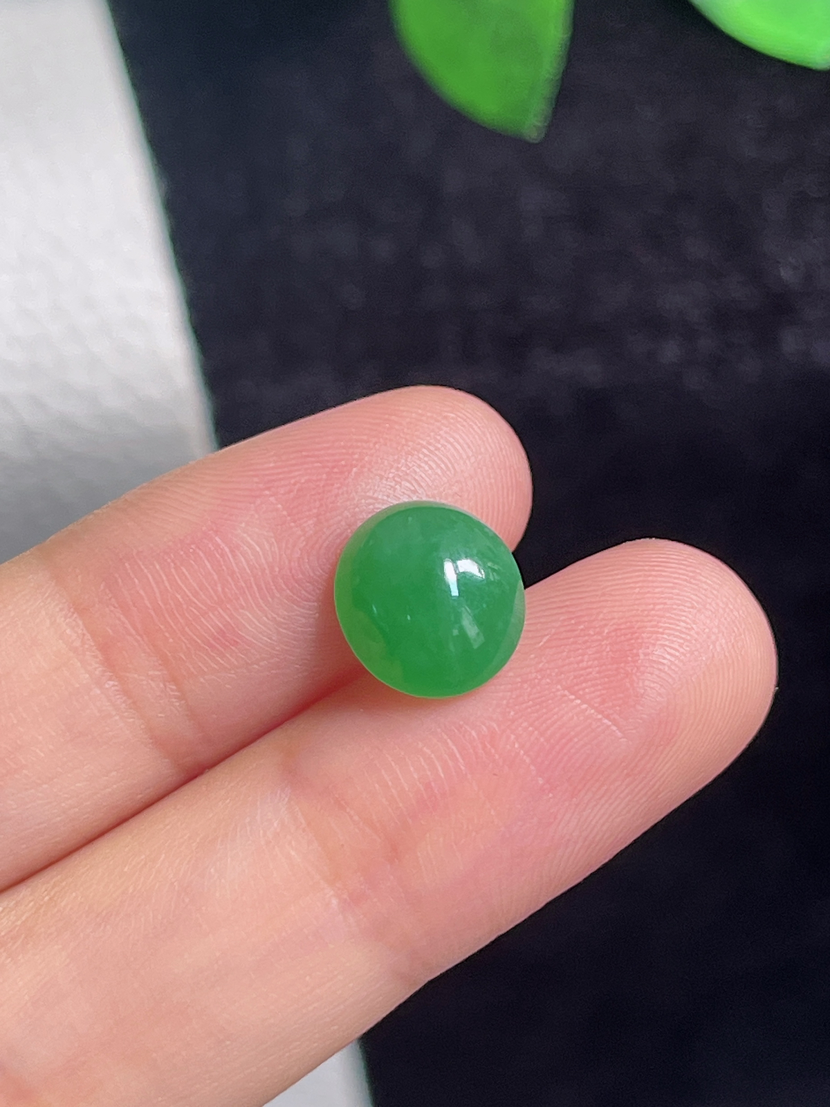 翡翠冰糯种绿色戒面