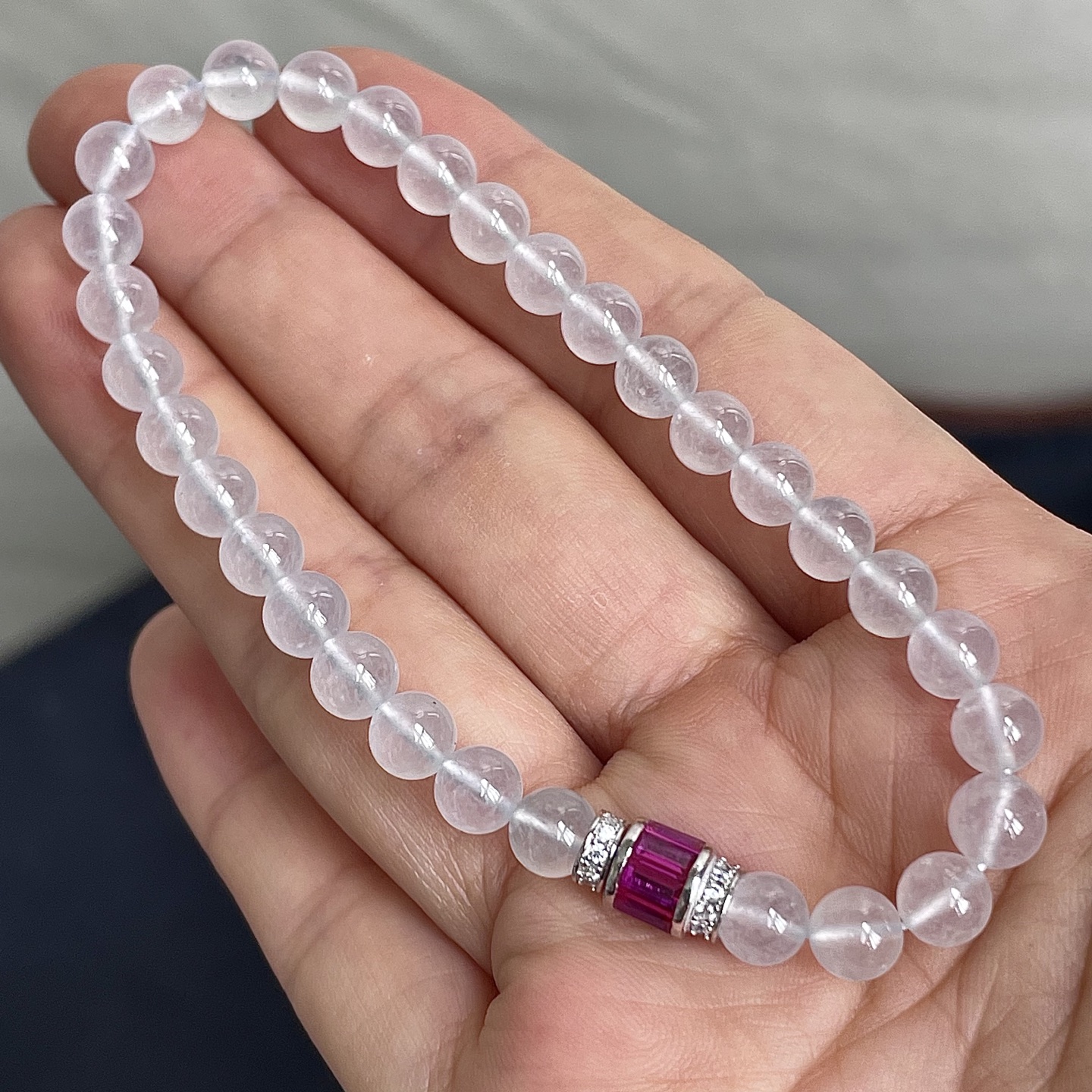 玻璃种手链，饱满水润，裸石尺寸5.5编码0610好数字