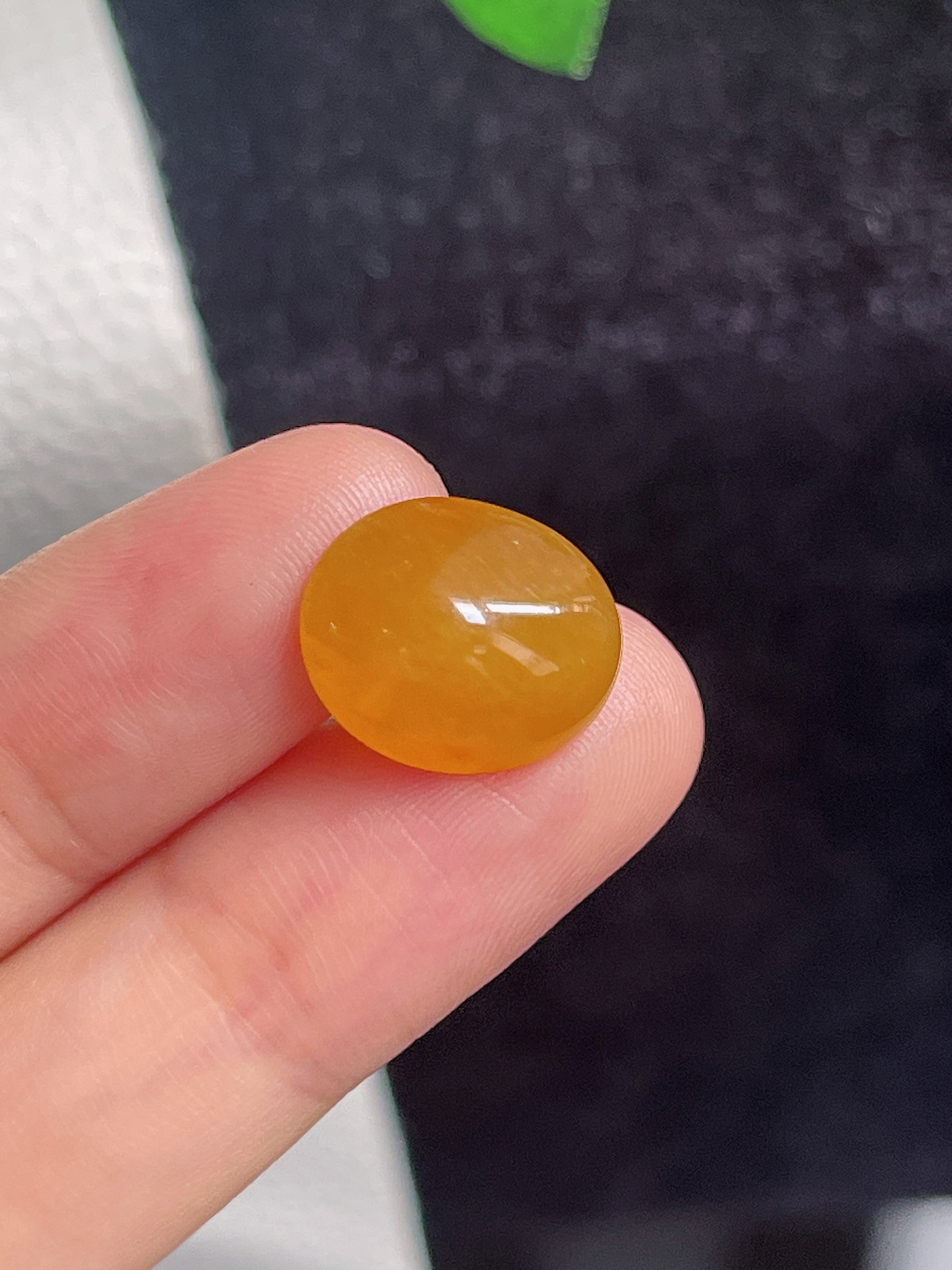 翡翠冰糯种黄色戒面蛋面