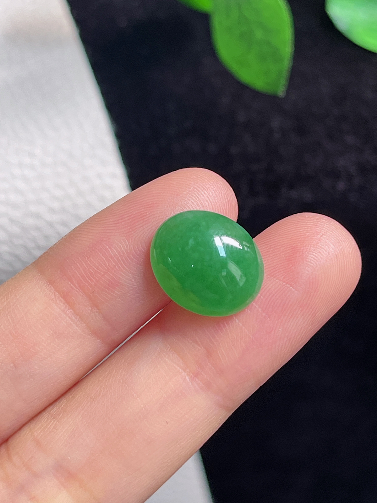 翡翠冰糯种绿色戒面