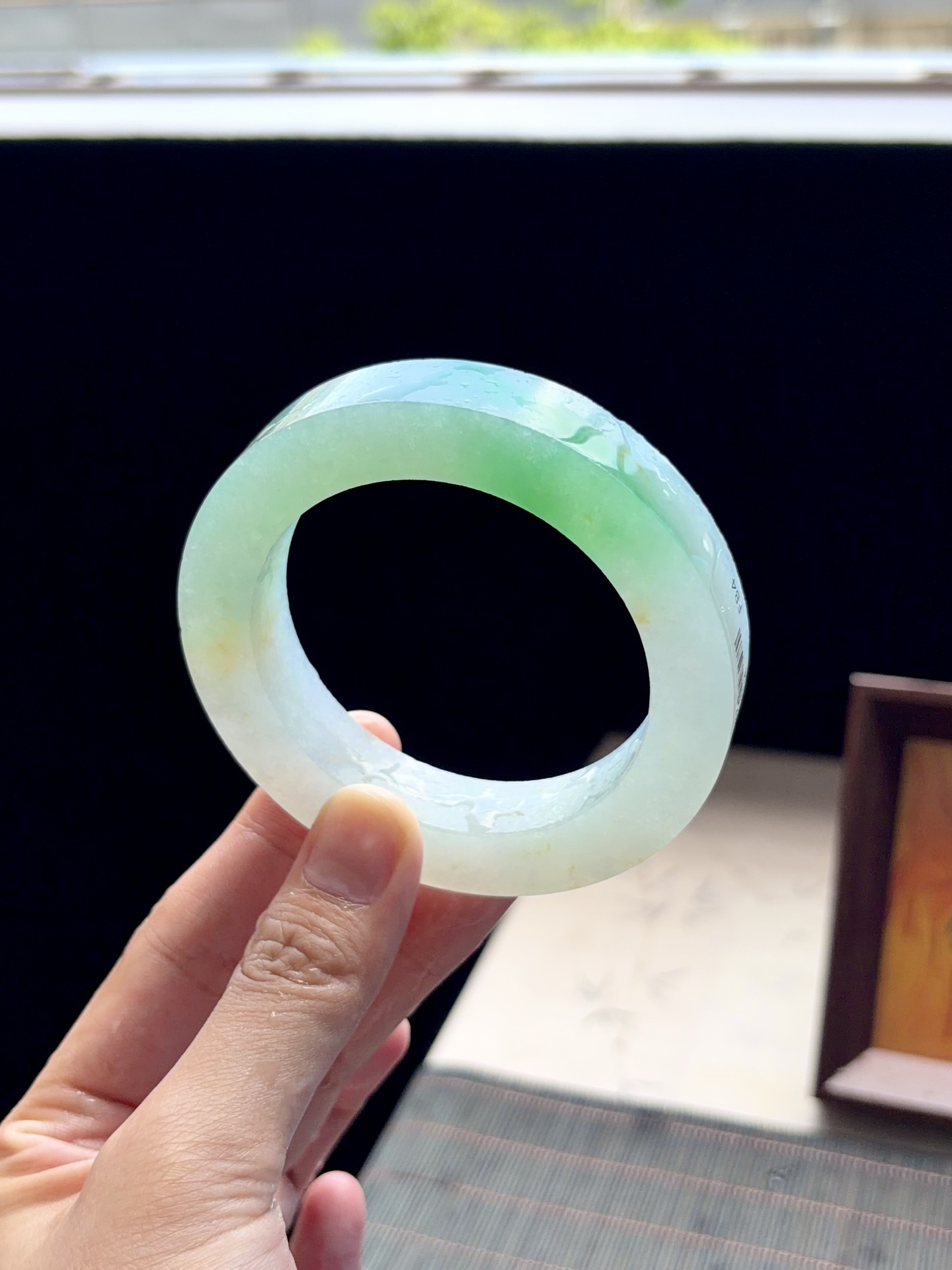 大圈口冰绿白底青金丝绿镯胚 B0610-4 ⭕️79.8-57.6-13.2-11.3 可做58～6