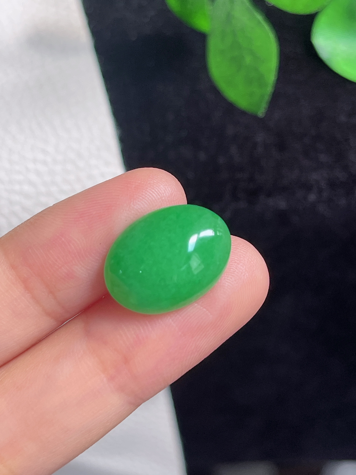 翡翠糯化种绿色戒面