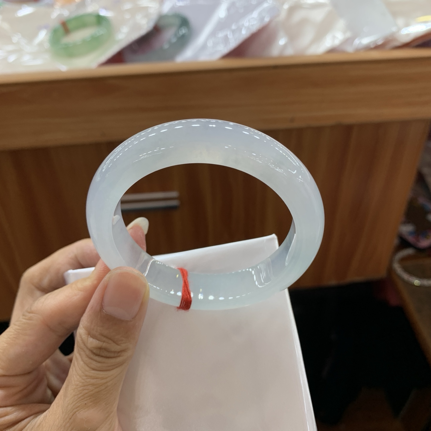061029JM 冰底色正圈翡翠手镯 53.6-12.9-8.7
