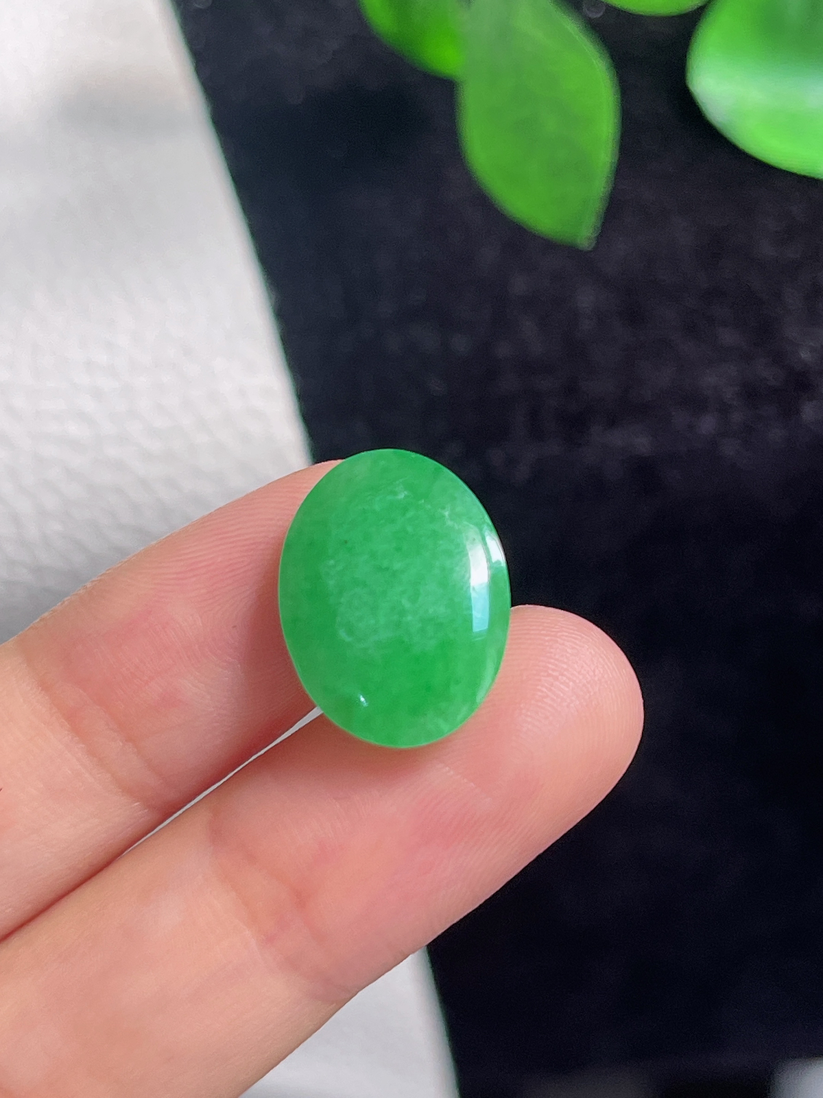 翡翠糯化种绿色戒面