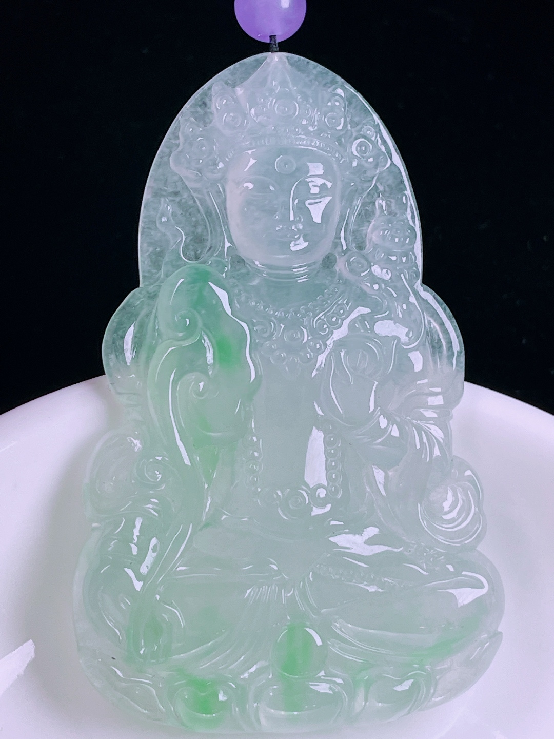 ️冰绿度母，老种起光，细底通透，尺寸：60.3/38.5/6mm0612