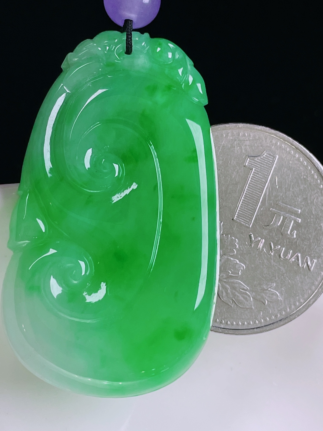 飘绿如意，老种起光，细底通透，尺寸：41.6/24/5.4mm0612