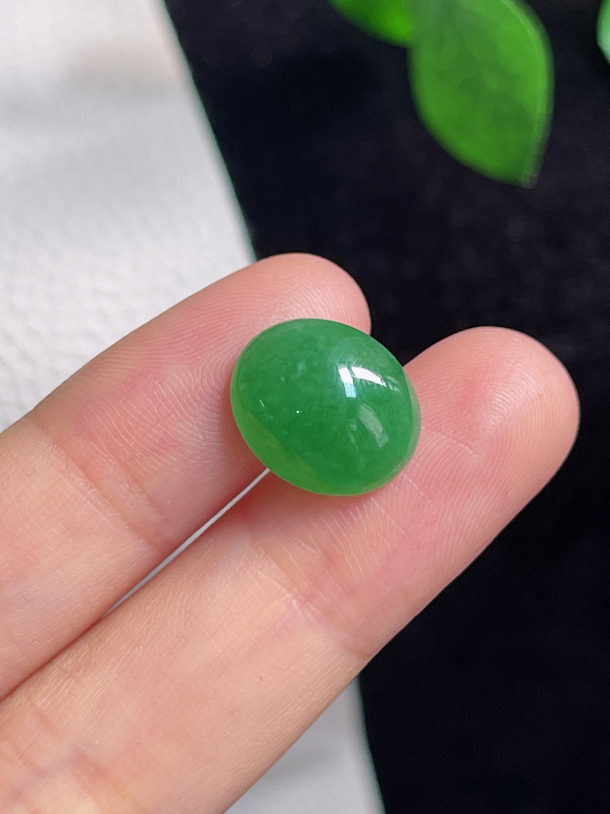 翡翠冰糯种绿色戒面