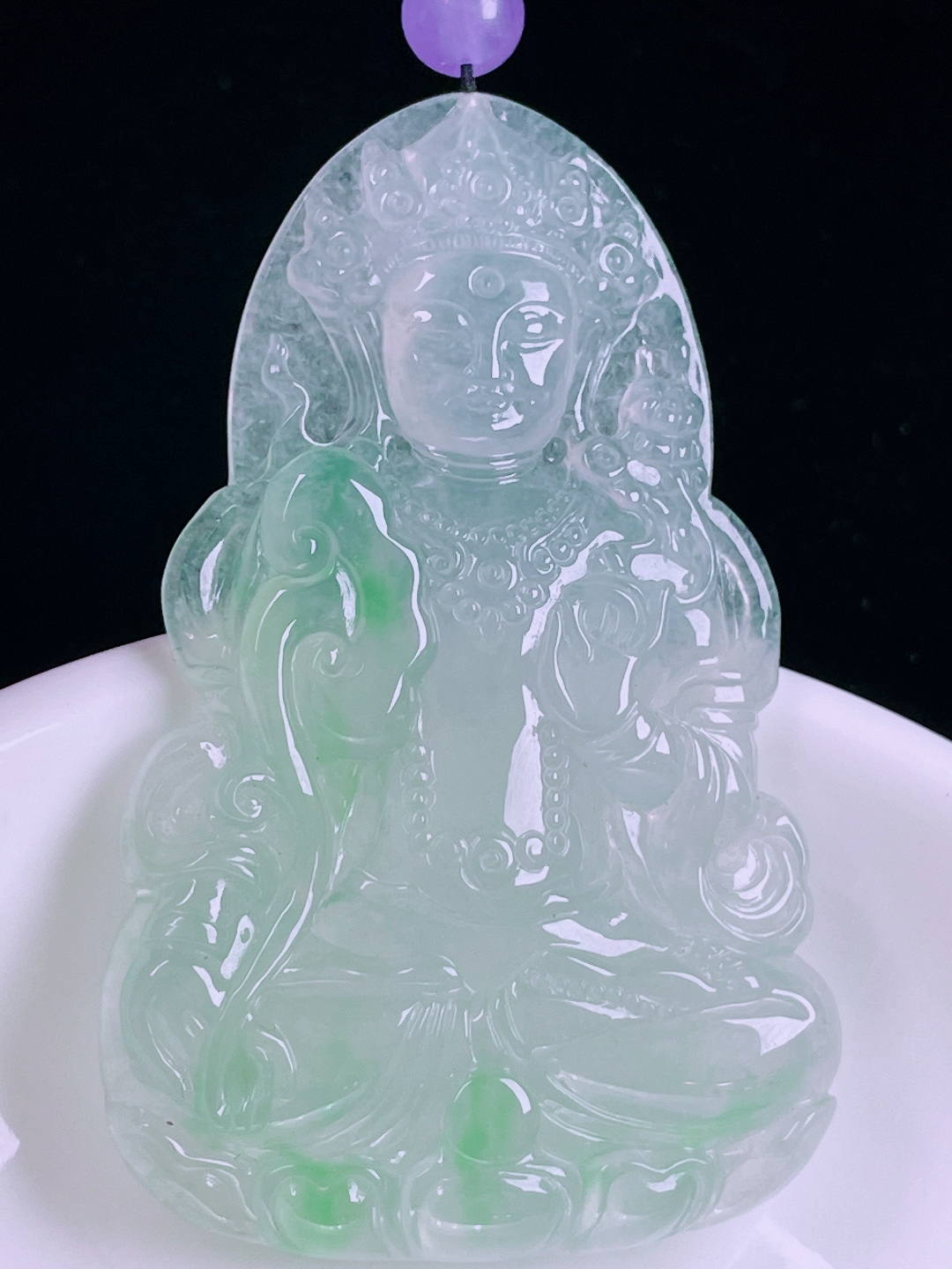 ️冰绿度母，老种起光，细底通透，尺寸：60.3/38.5/6mm0612
