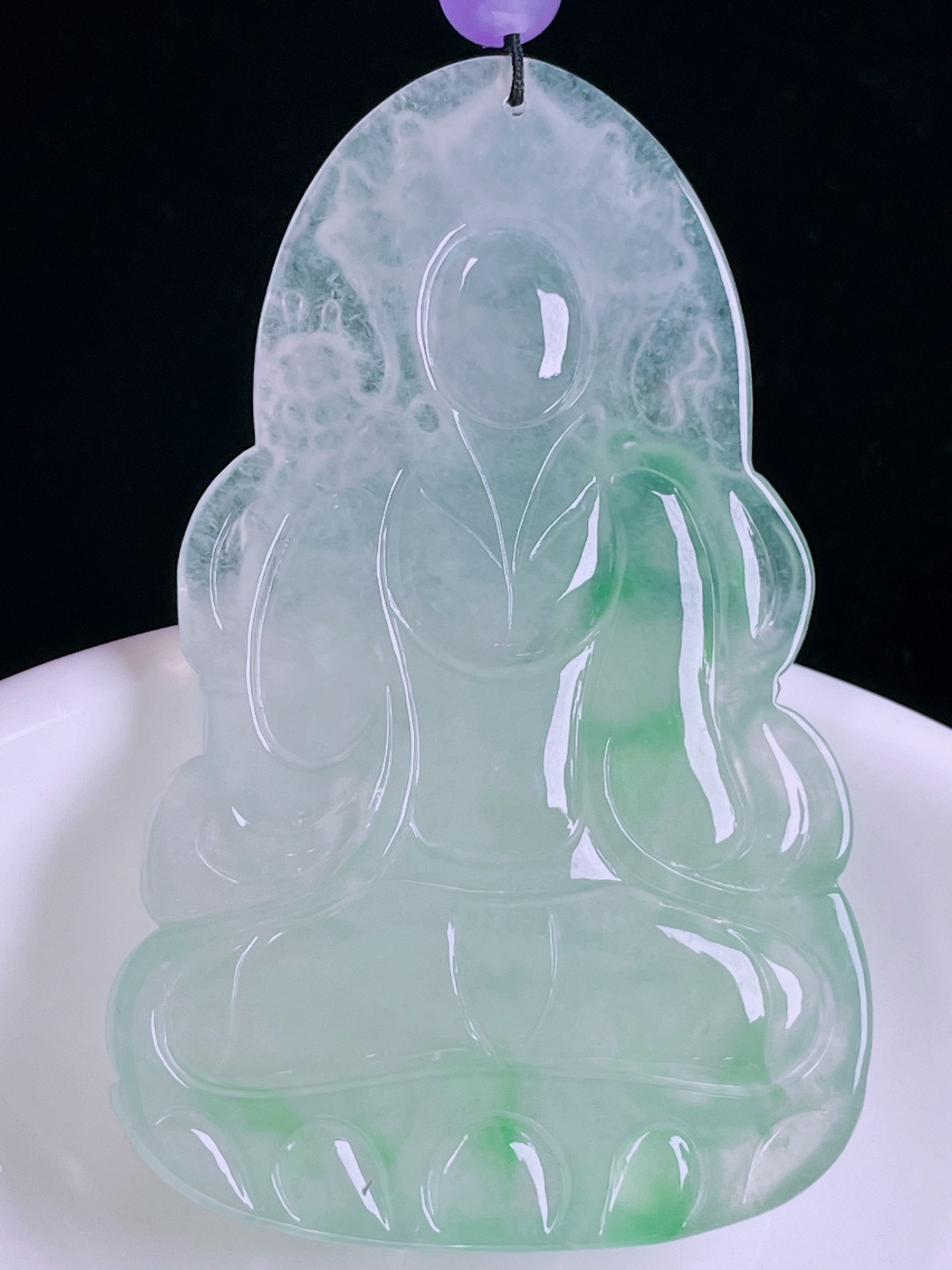 ️冰绿度母，老种起光，细底通透，尺寸：60.3/38.5/6mm0612