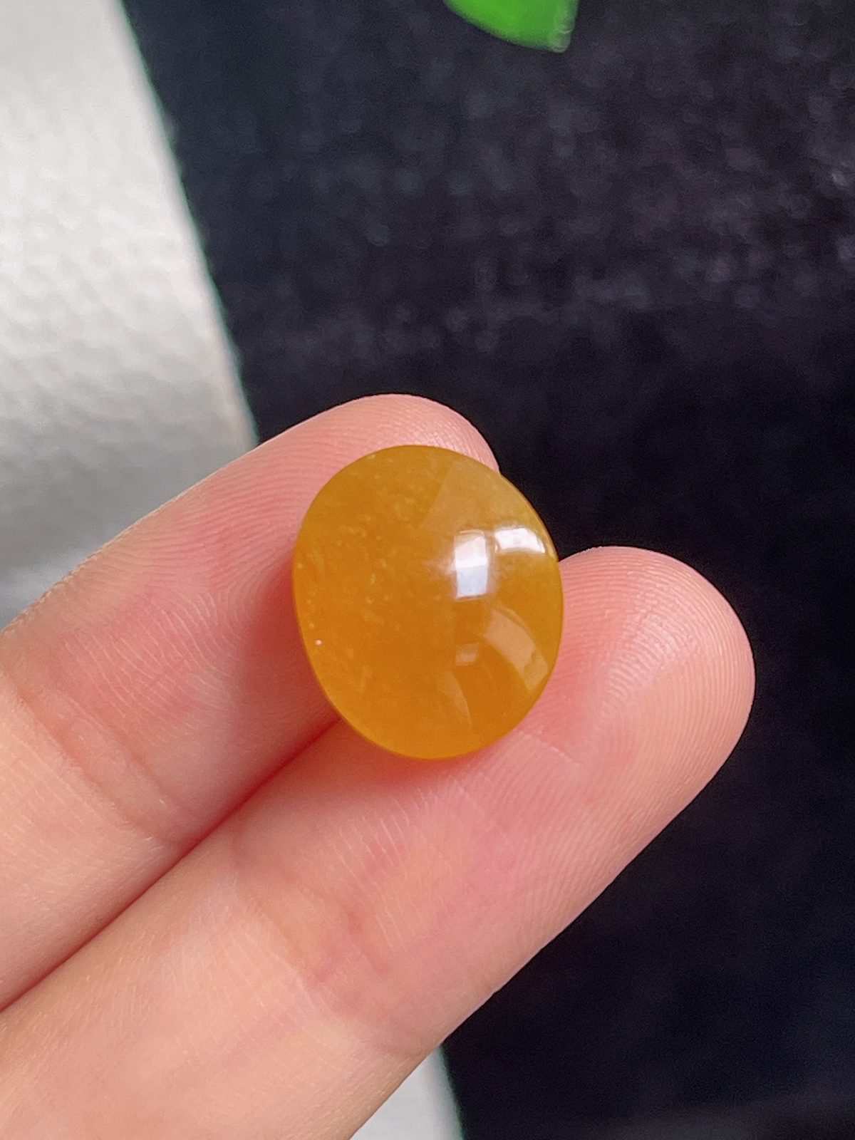 翡翠冰糯种黄色戒面蛋面