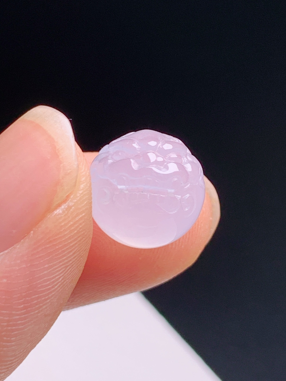 冰貔貅珠珠胶润饱满雕工讨喜，紫韵清甜招财纳福 裸石10.9 0806