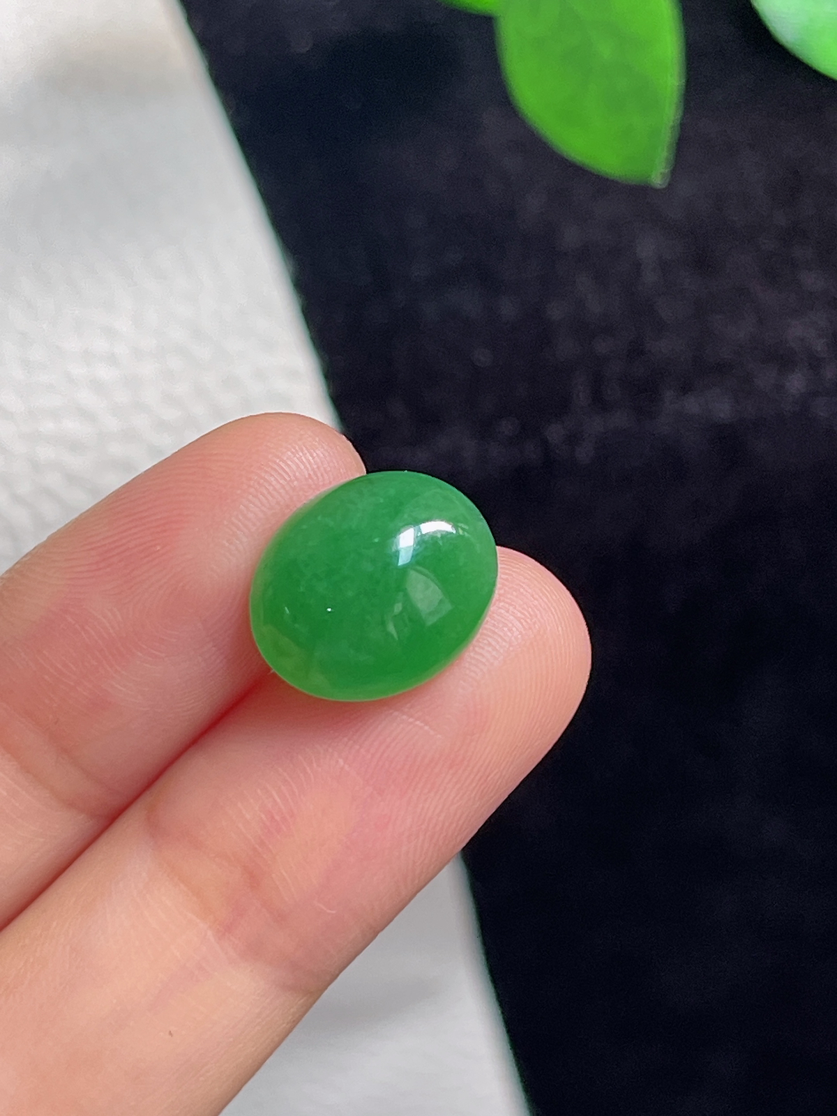 翡翠冰糯种绿色戒面