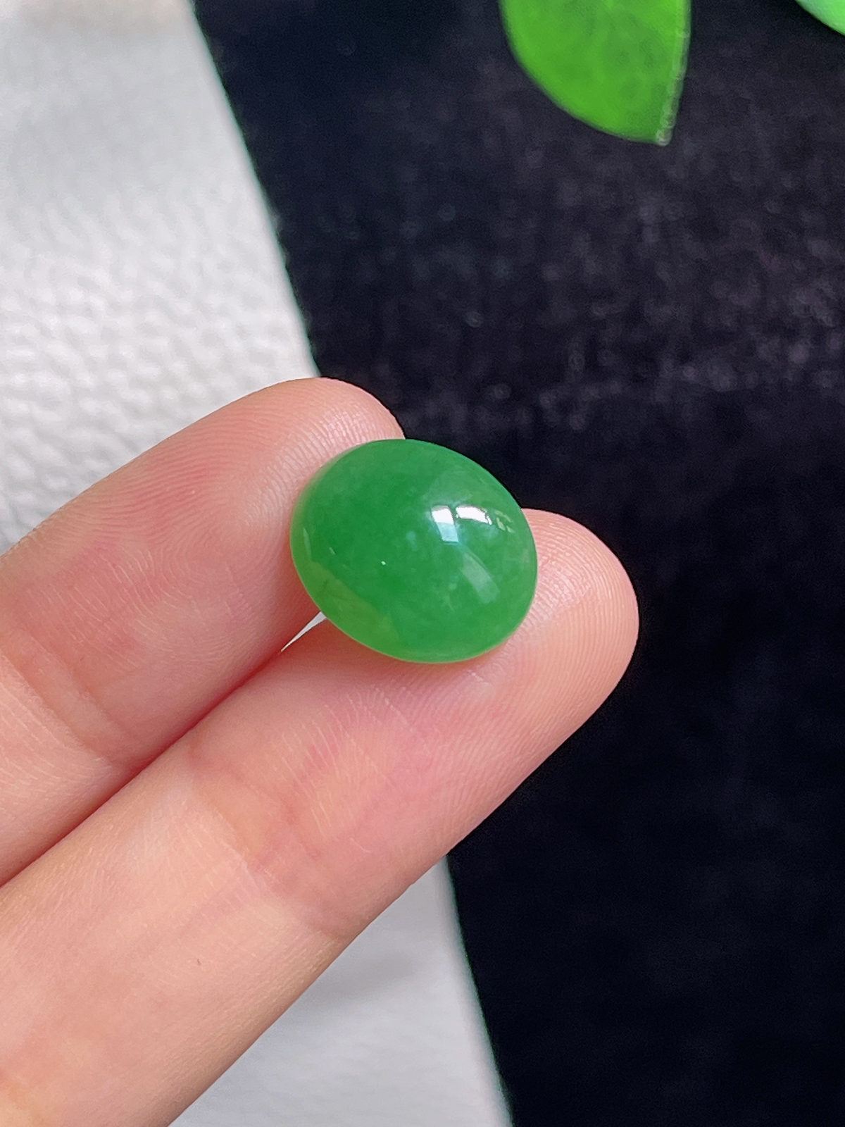 翡翠冰糯种绿色戒面