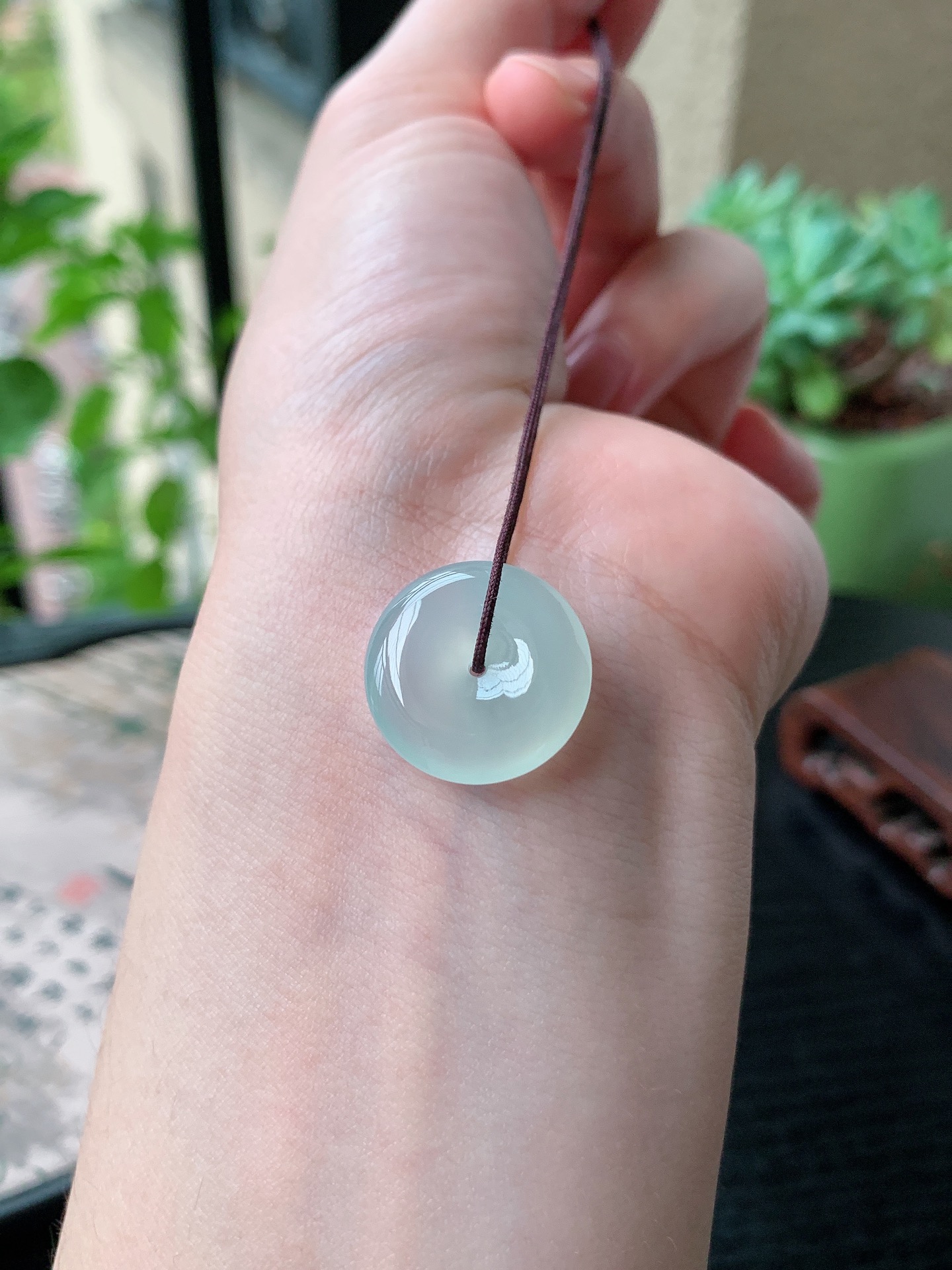 老坑冰种胶感白月光平安扣吊坠 裸石尺寸:18.8-4.8mm