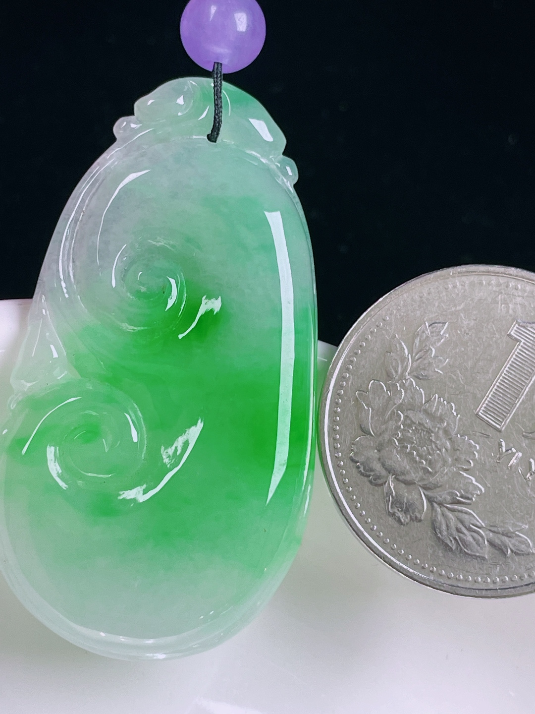 ️飘绿如意，老种起光，细底通透，尺寸：43.4/23.8/5.6mm0612