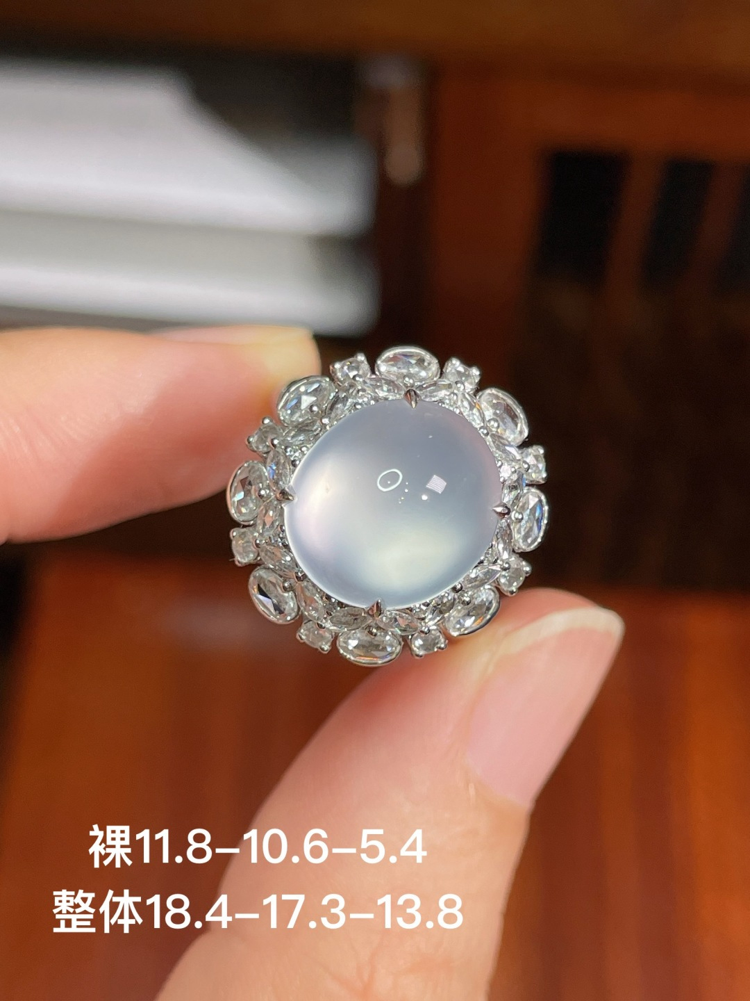 高冰蛋面戒指 无裂 18k金镶嵌 不议 强烈推荐，18.4-17.3-13.8