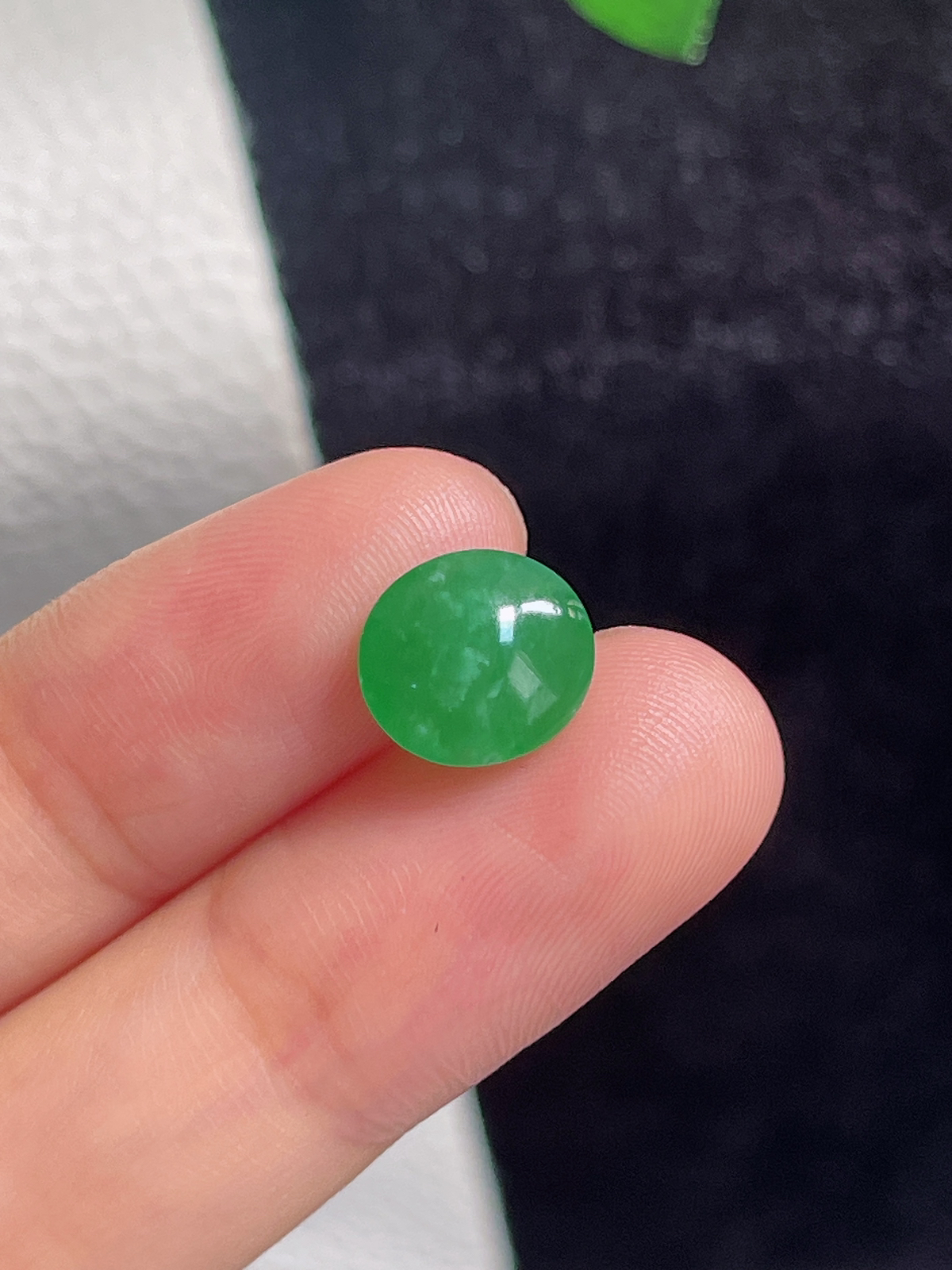 翡翠冰糯种绿色戒面