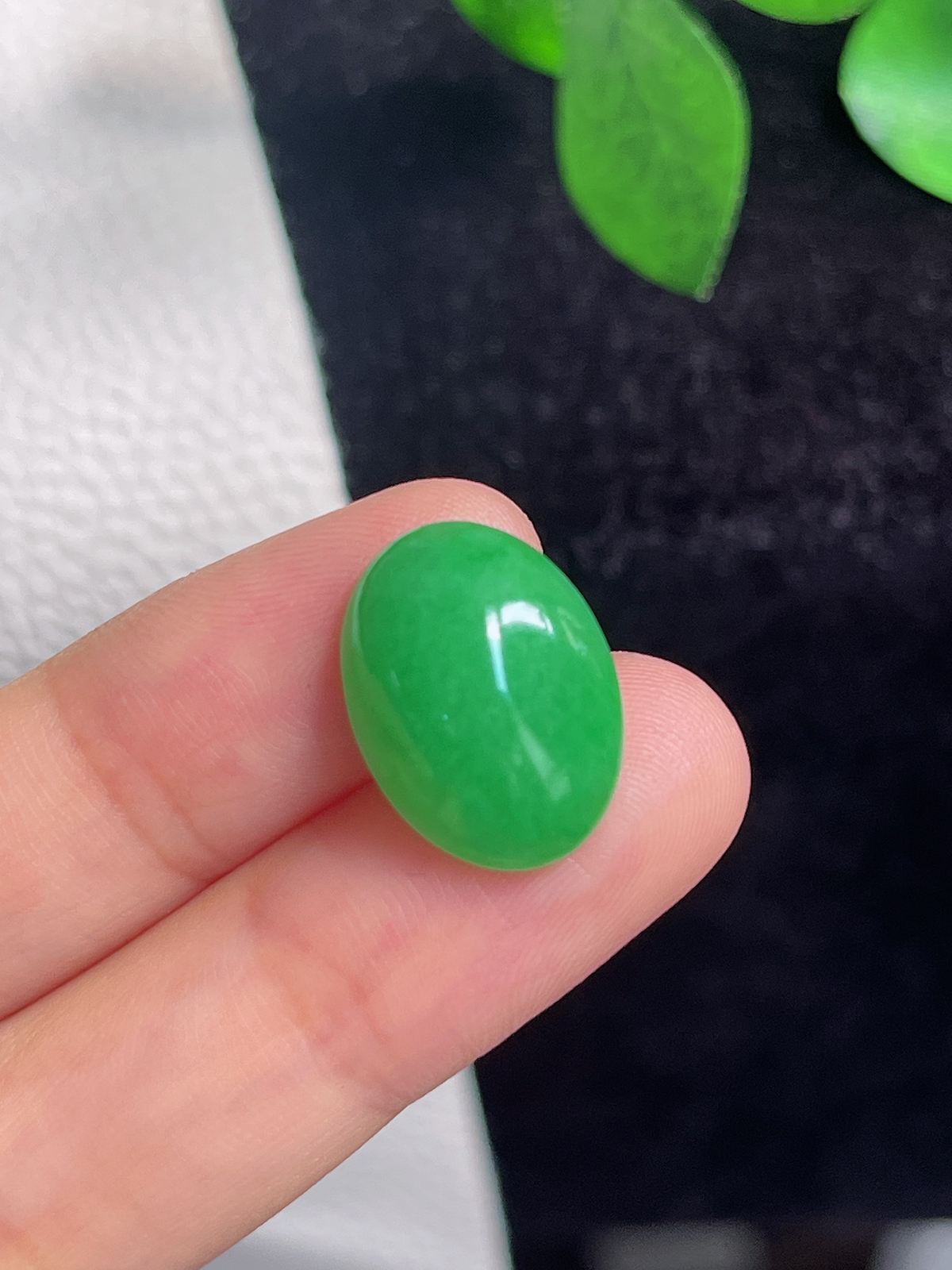 翡翠糯化种绿色戒面