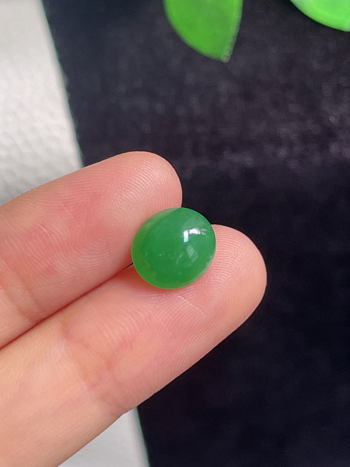 翡翠冰糯种绿色戒面