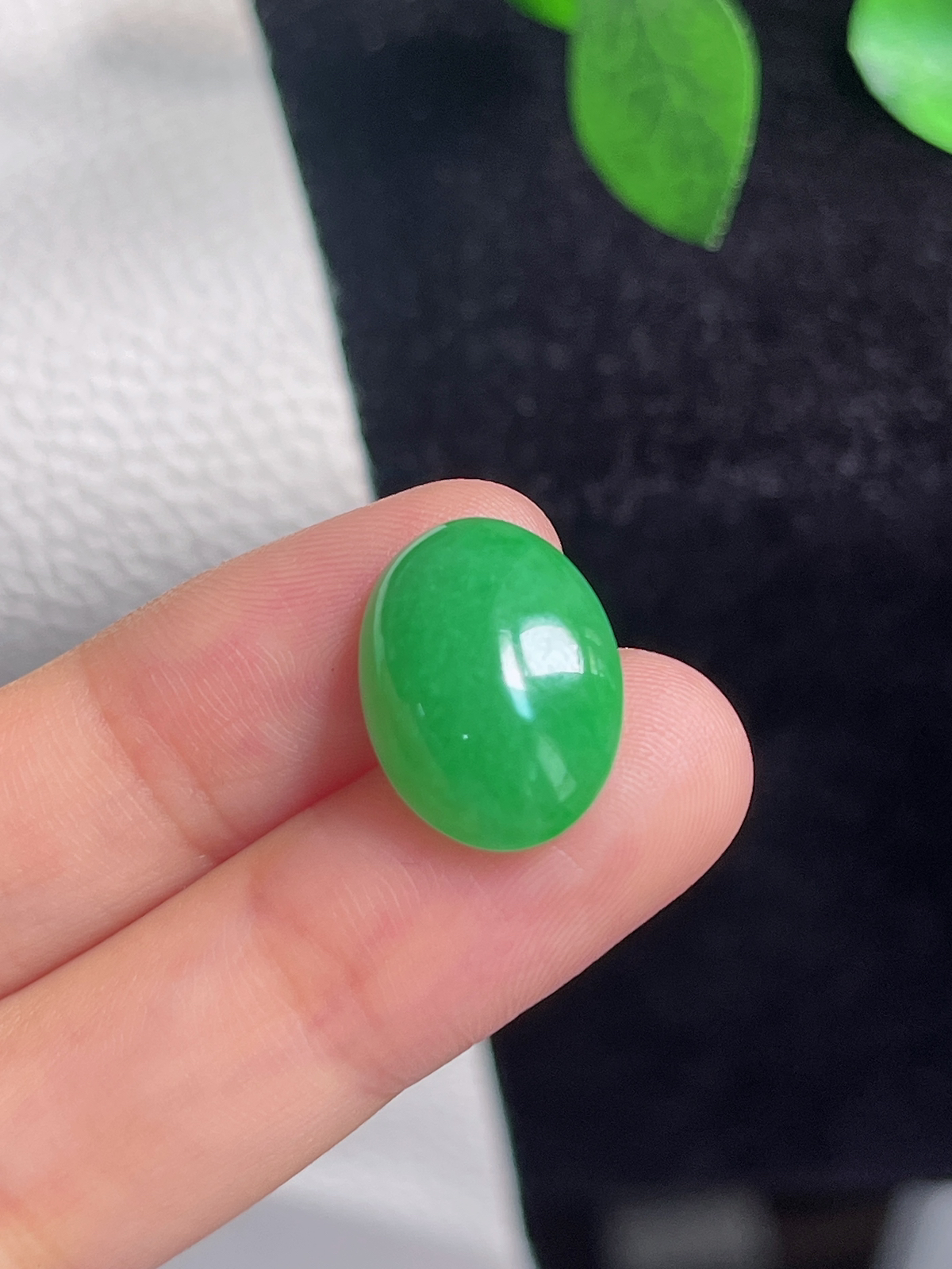 翡翠糯化种绿色戒面