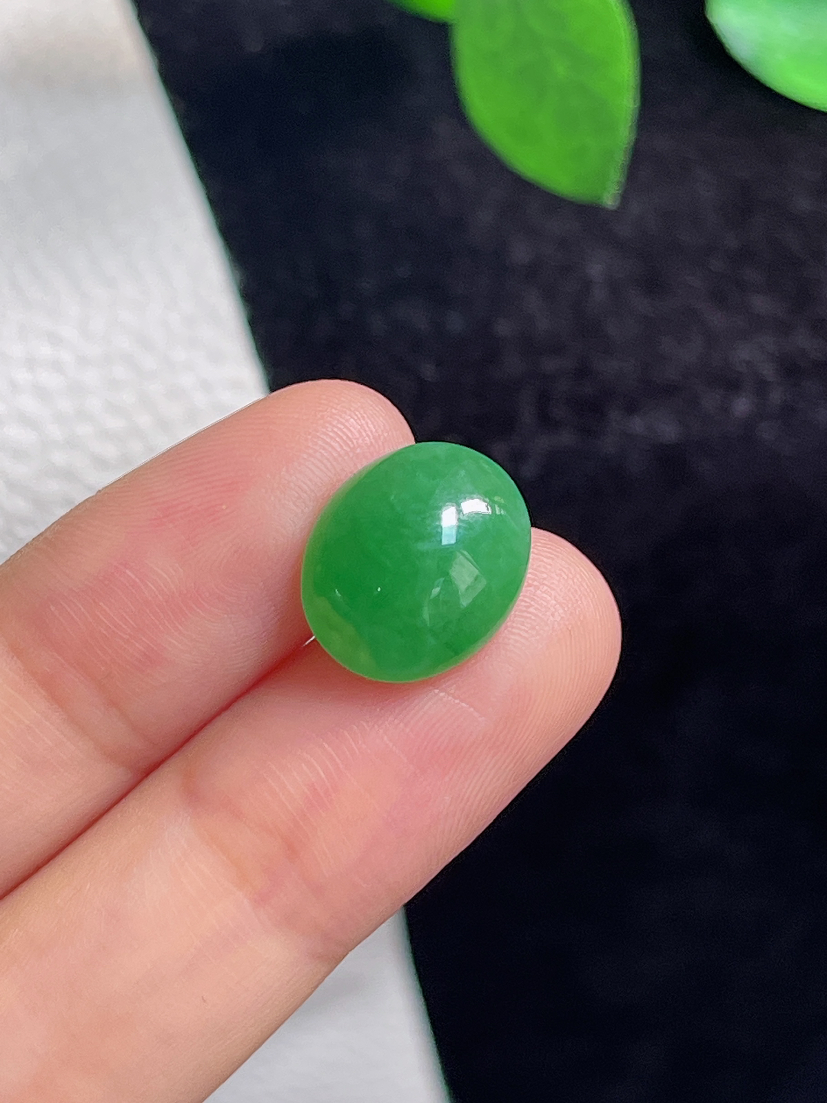 翡翠冰糯种绿色戒面