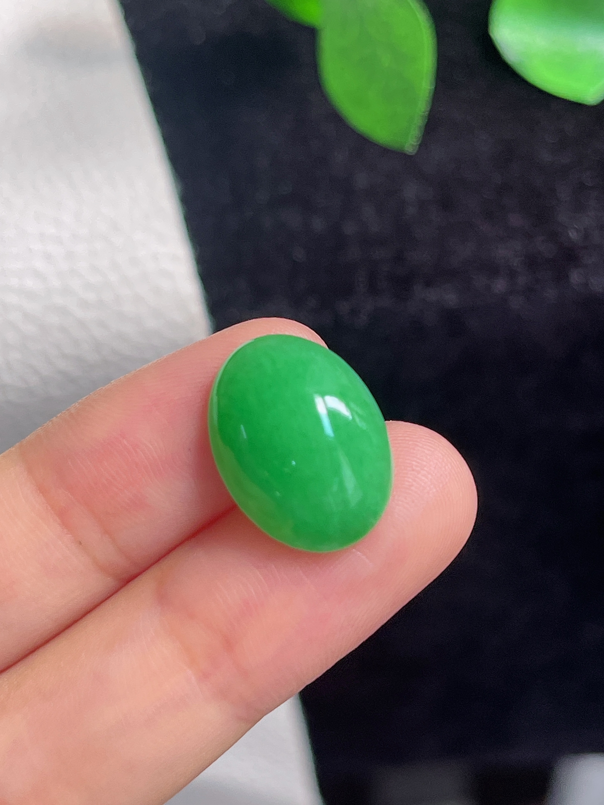 翡翠糯化种绿色戒面